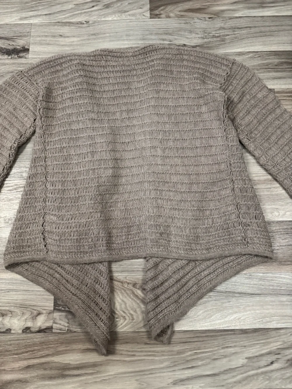 Garnet Hill 100% Baby Alpaca Open Front Drop Stitch Knit Drape Cardigan Medium